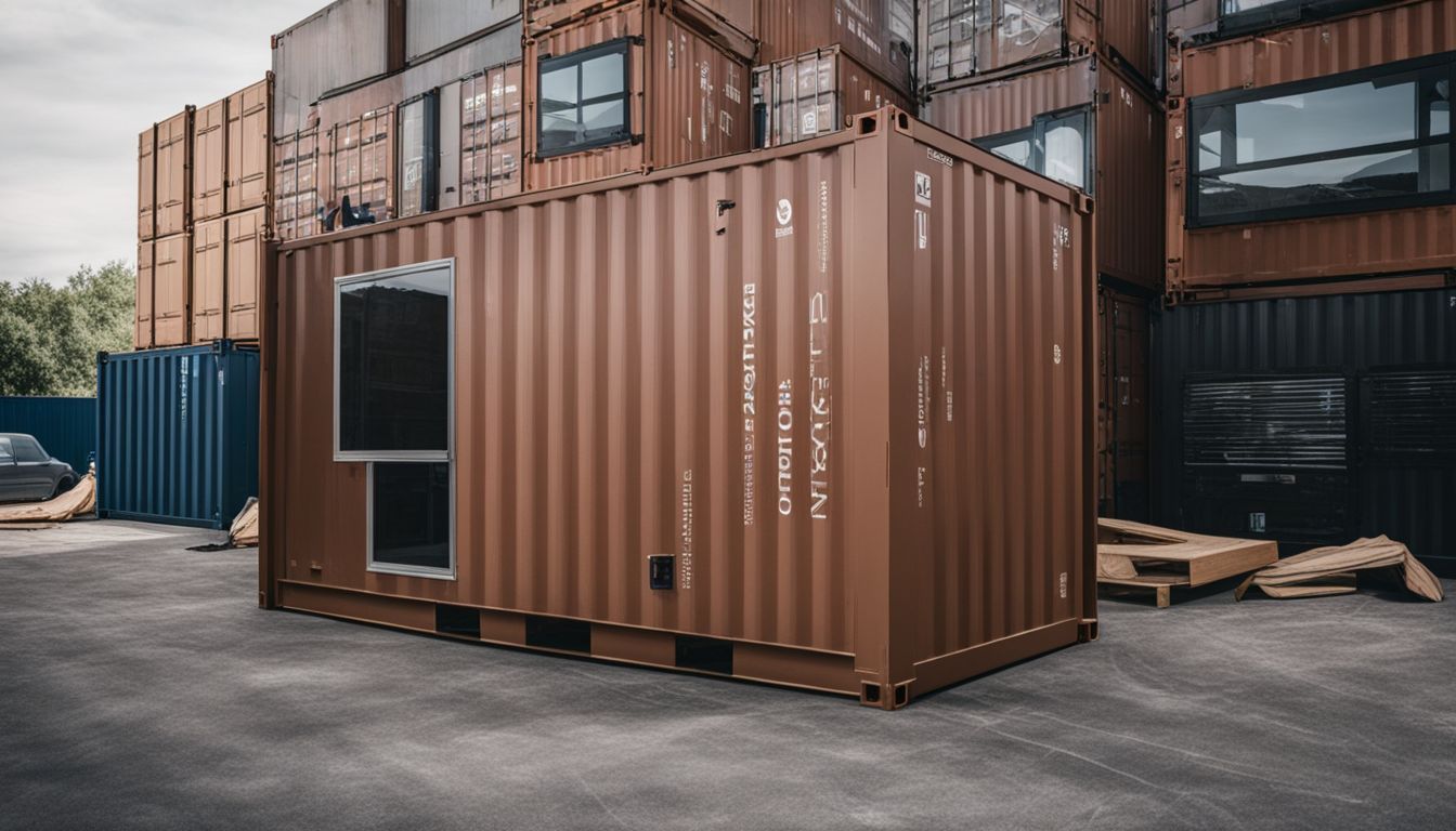 A 40ft container being transformed into a livable space with insulation.